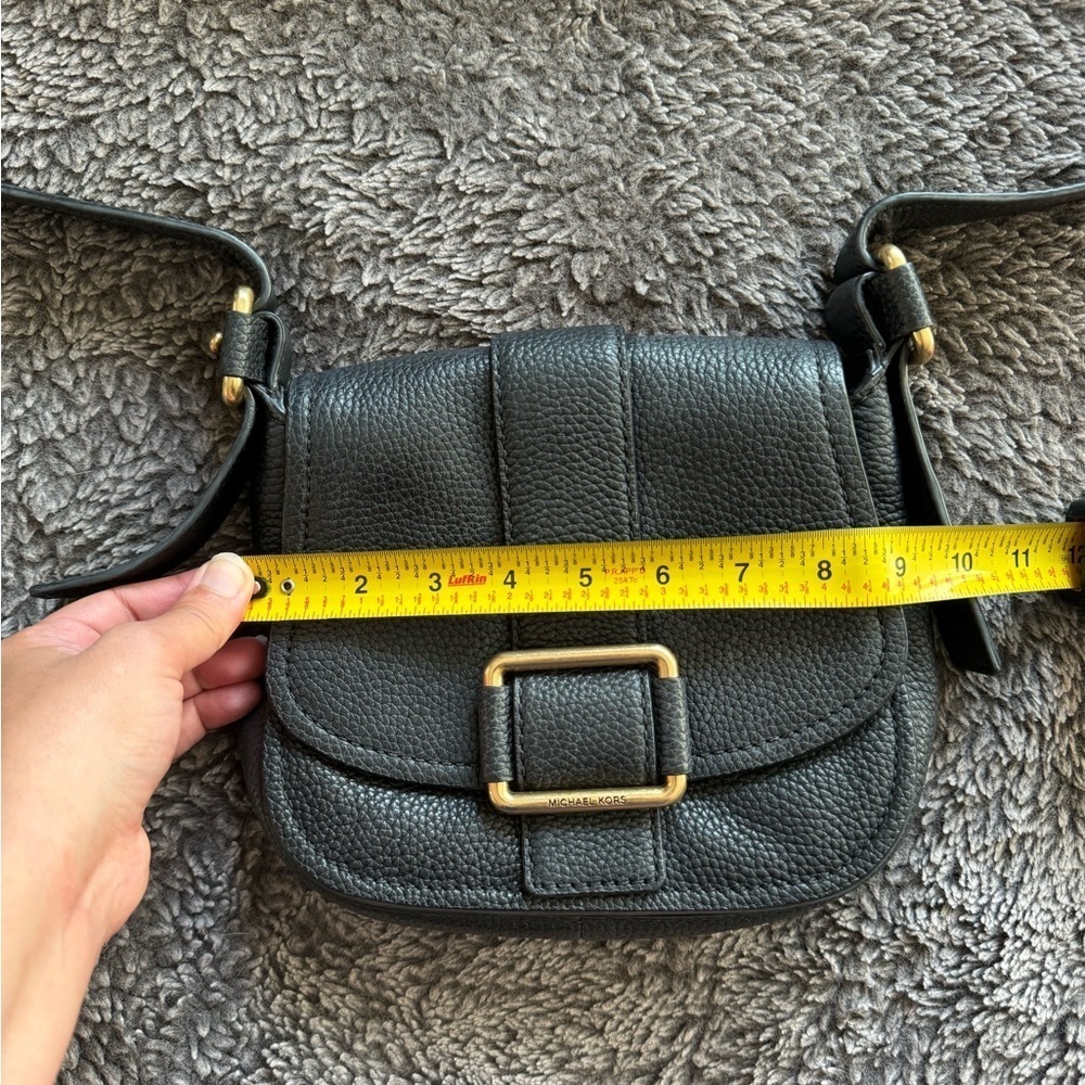 MICHAEL KORS Large Maxine Black Pebbled Leather Saddle Bag - Picture 9 of 12